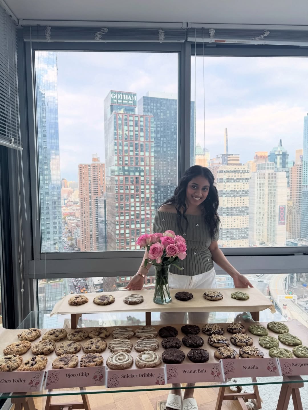 Founder in a New York apartment with Rookie cookies